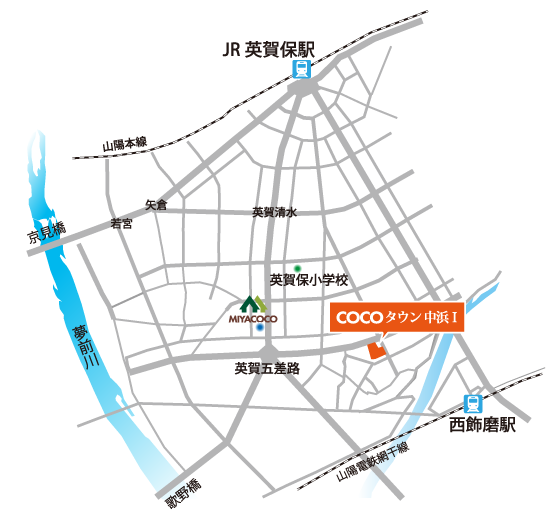 COCOTOWN中浜の地図